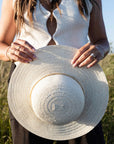 Capri | Womens Ivory Wide Brim Straw Sun Hat
