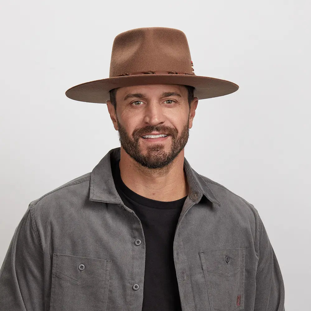 Aspen Mens Wide Brim Felt Fedora Hat American Hat Makers
