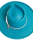Bailey Turquoise Sun Straw Hat Top Angled View