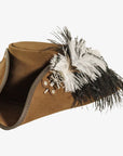 Barbossa | Womens Brown Leather Tricorn Hat with Feather Plume