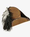 Barbossa | Womens Brown Leather Tricorn Hat with Feather Plume