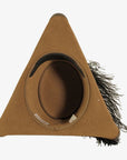 Barbossa | Womens Brown Leather Tricorn Hat with Feather Plume