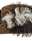 Barbossa | Womens Brown Leather Tricorn Hat with Feather Plume