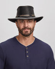 Bison | Mens Leather Packable Hat