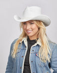 Blizzard | Womens White Leather Cowgirl Hat