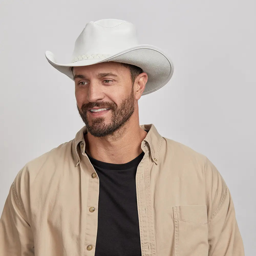 Blizzard | Mens White Leather Cowboy Hat