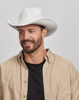 Blizzard | Mens White Leather Cowboy Hat