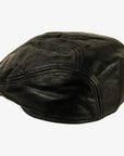 Bookie | Womens Black Leather Flat Cap