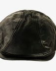 Bookie | Mens Black Leather Flat Cap