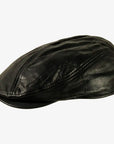 Bookie | Womens Black Leather Flat Cap