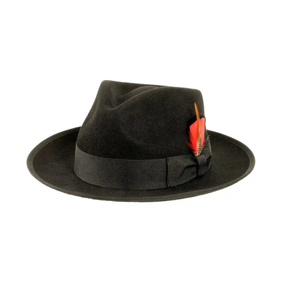 broadway black fedora angled view