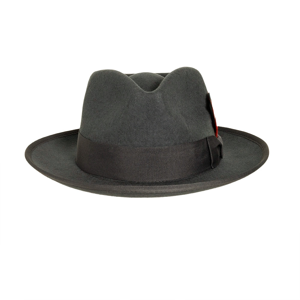 broadway grey fedora back view