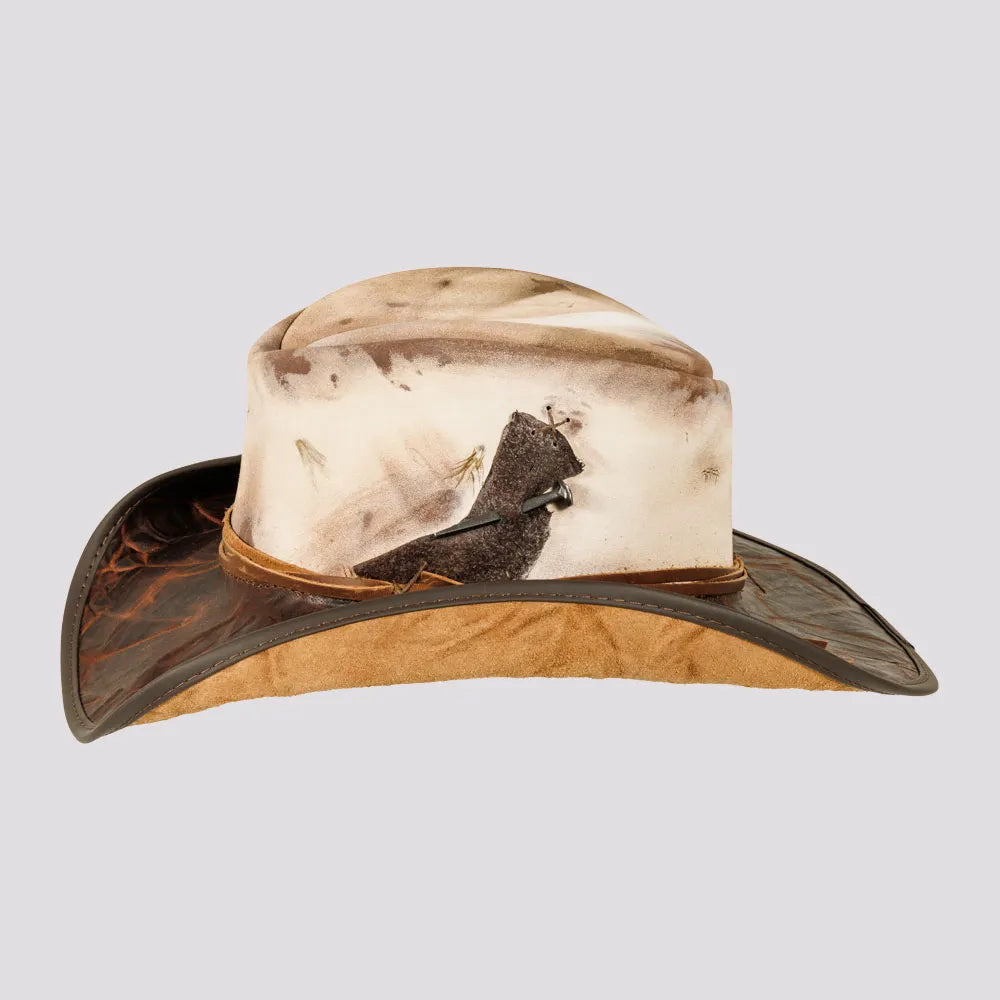 Calamity Mens Distressed Genuine Leather Cowboy Hat – American
