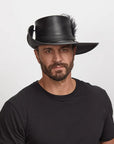 Cavalier Feather | Mens Renaissance Fair Leather Hat