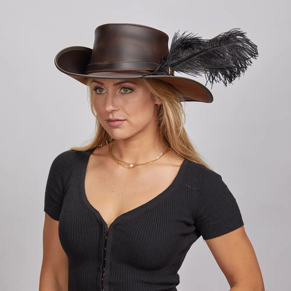 Cavalier Feather | Womens Renaissance Fair Leather Hat