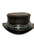 chopper mens black leather top hat front view