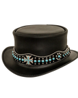 chopper mens black leather top hat front view