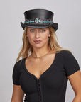 Chopper | Womens Black Leather Top Hat