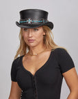 Chopper | Womens Black Leather Top Hat