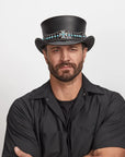 Chopper | Mens Black Leather Top Hat