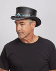 Chopper | Mens Black Leather Top Hat