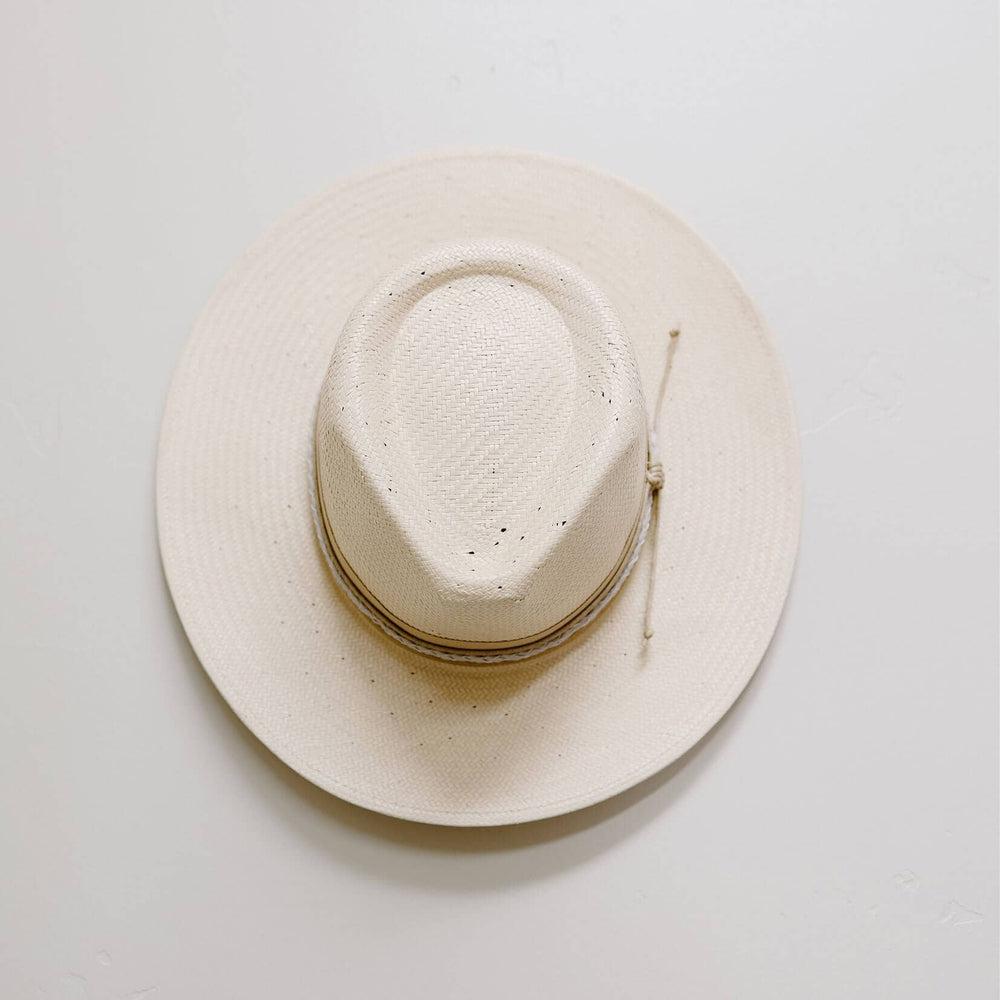Corinth Ivory Wide Brim Straw Fedora by American Hat Makers top view