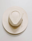 Corinth Ivory Wide Brim Straw Fedora by American Hat Makers top view