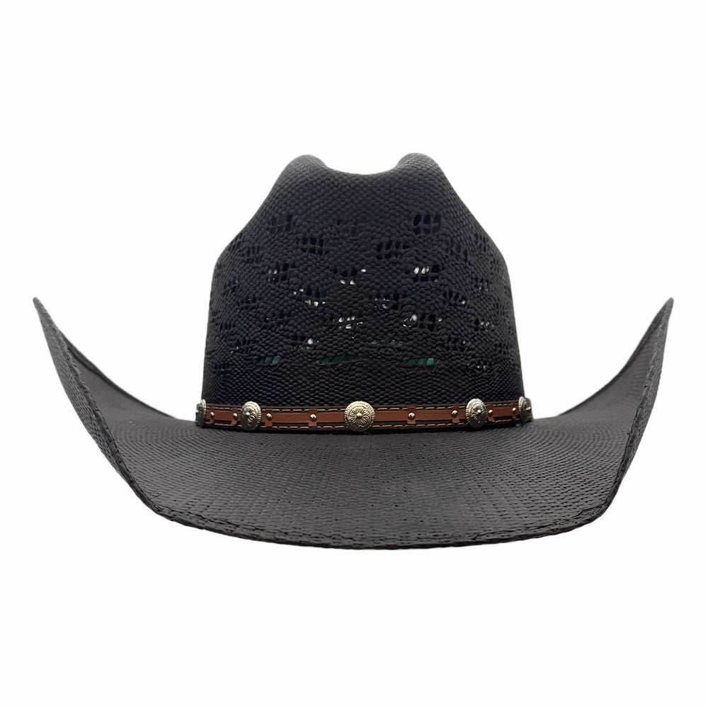 Coyote | Mens Black Bangora Straw Cattleman Crown Cowboy Hat  display picture 3
