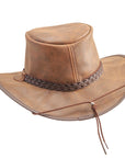 Crusher | Womens Bomber Brown Leather Crushable Outback Hat