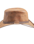 Crusher | Womens Bomber Brown Leather Crushable Outback Hat