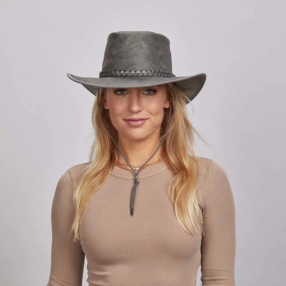 Crusher | Womens Leather Crushable Outback Hat