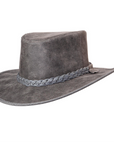 Crusher | Womens Bomber Gray Leather Crushable Outback Hat