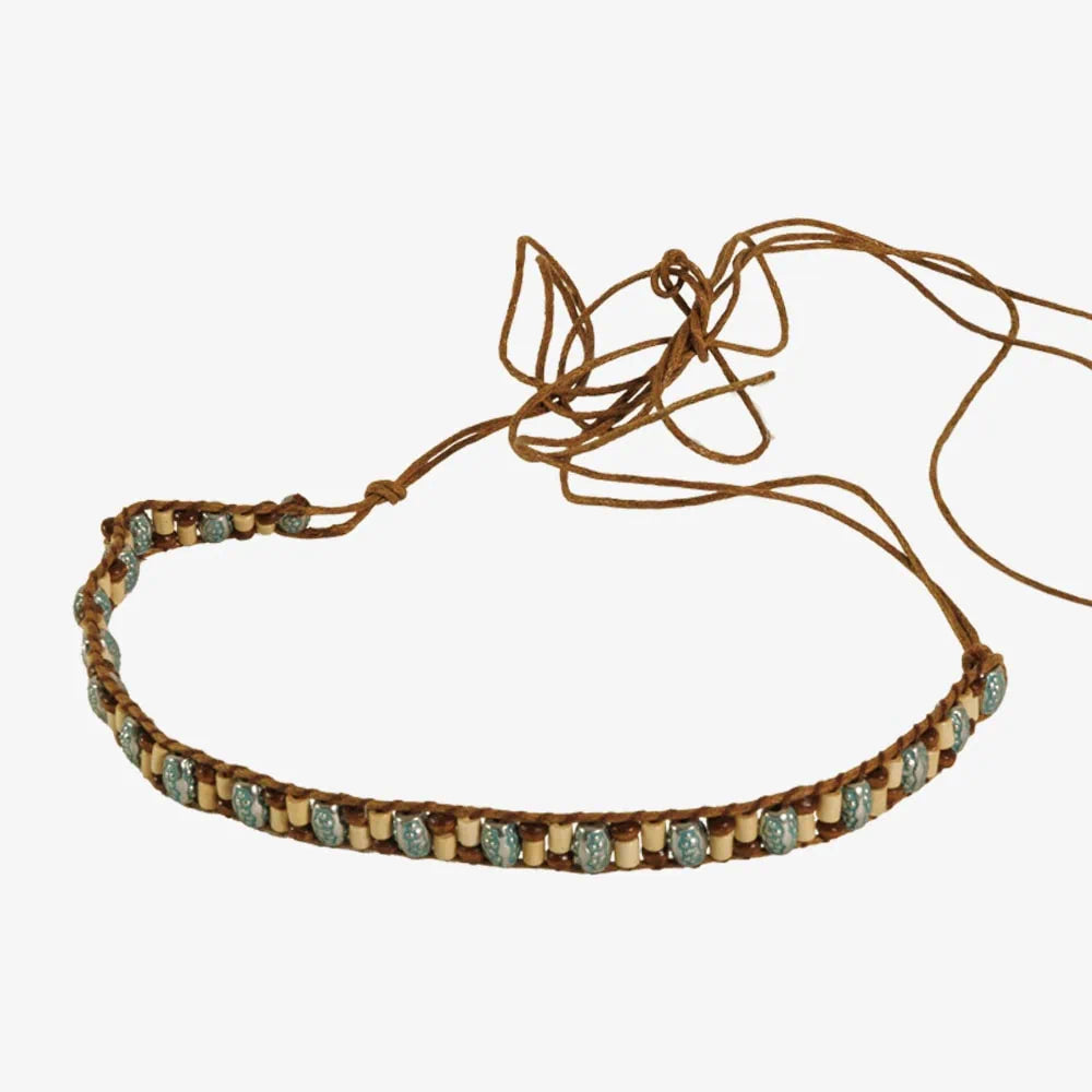 Cyan | Twine Hat Band with Mini Beads and Trinkets  display picture 1