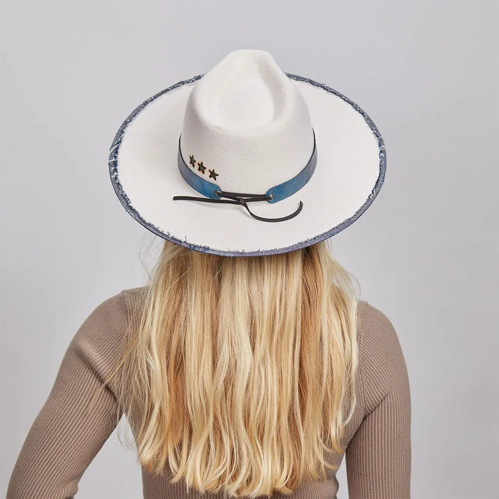 Denim N&#39; Glam | Womens Wide Brim Felt Fedora Hat