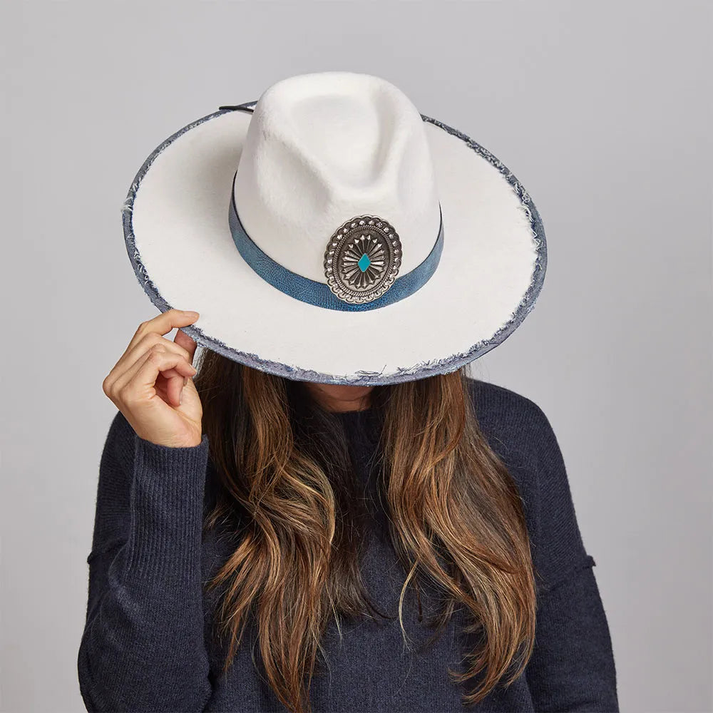 Denim N&#39; Glam | Womens Wide Brim Felt Fedora Hat