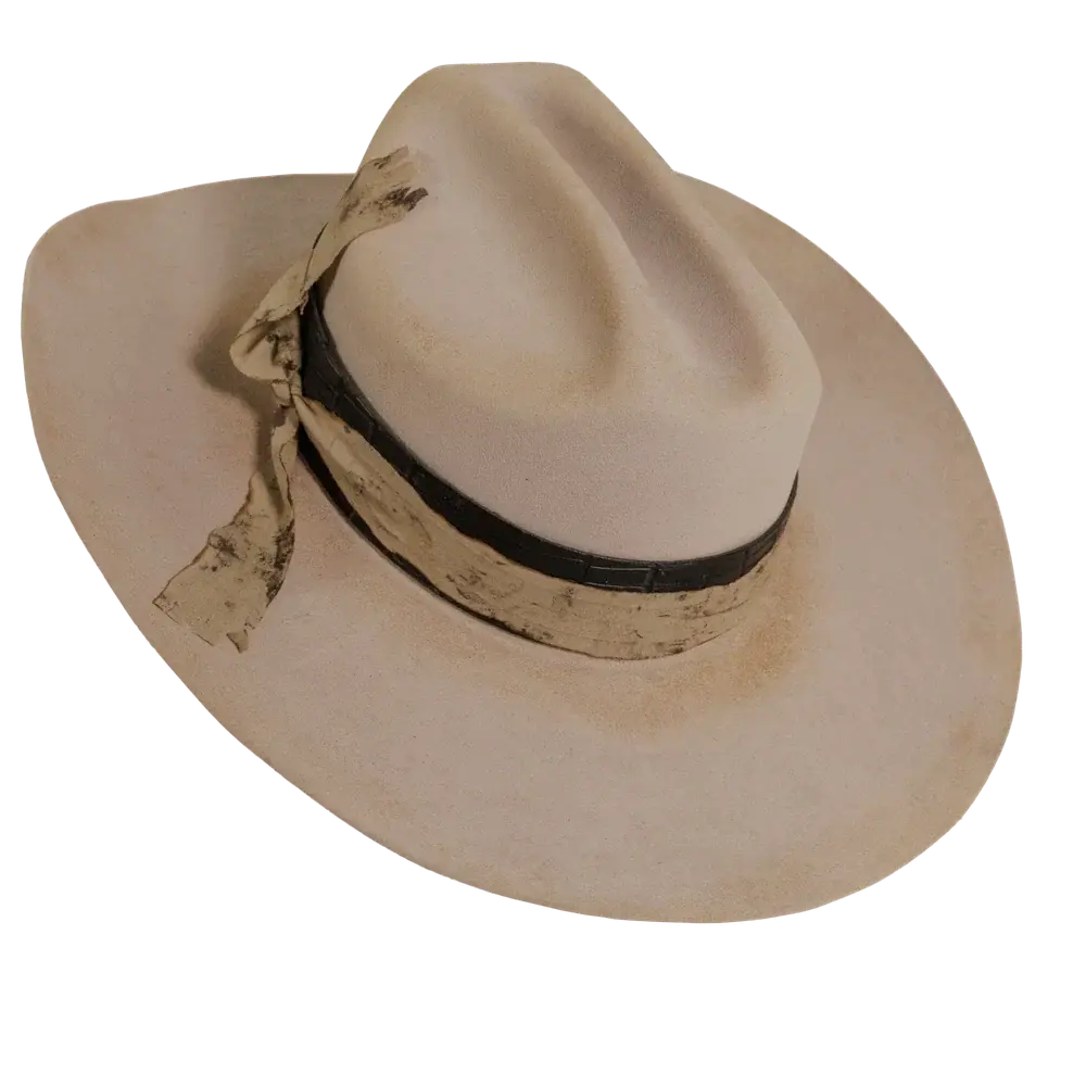 dirty cantina silver belly cowboy hat angled view