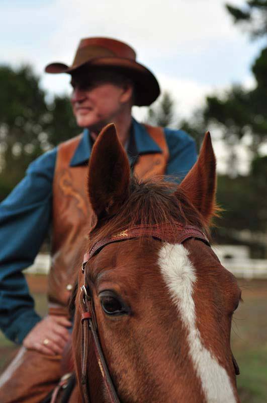 Gary riding a horse while wearing the Sirocco Hat