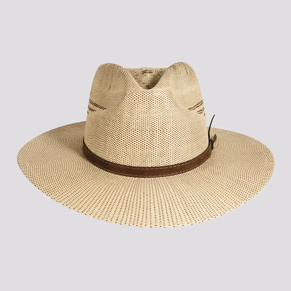 Dover Womens Bangora Straw Flat Brim Pinch Front Sun Hat