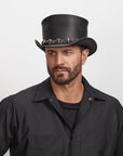 El Dorado | Mens Leather Top Hat with 5 Skull Hat Band