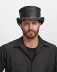 El Dorado 5 Skull | Mens Leather Top Hat with 5 Skull Hat Band