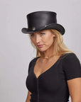 El Dorado Buffalo Nickel | Womens Leather Top Hat with Buffalo Nickel Hat Band