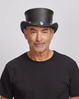 El Dorado Buffalo Nickel | Mens Leather Top Hat with Buffalo Nickel Hat Band