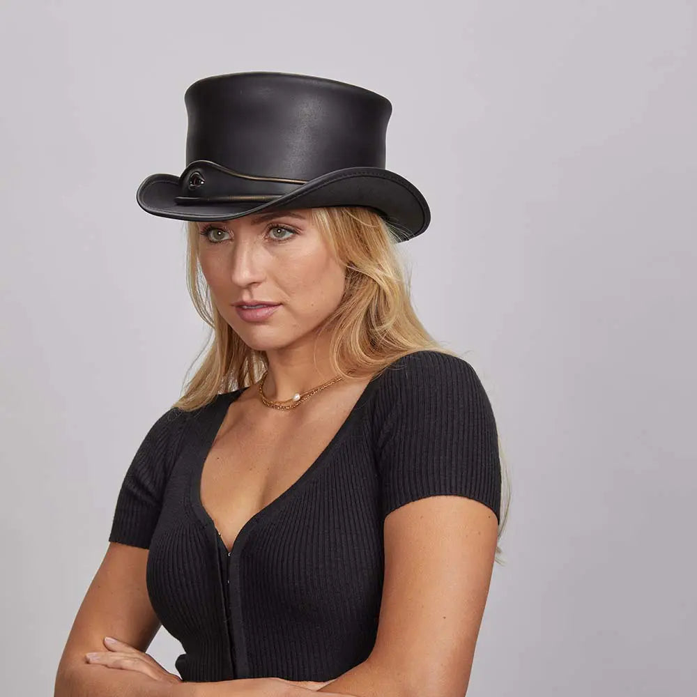 El Dorado | Womens Leather Top Hat with Eye Hat Band