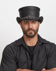 El Dorado Red Eye | Mens Leather Top Hat with Red Eye Hat Band