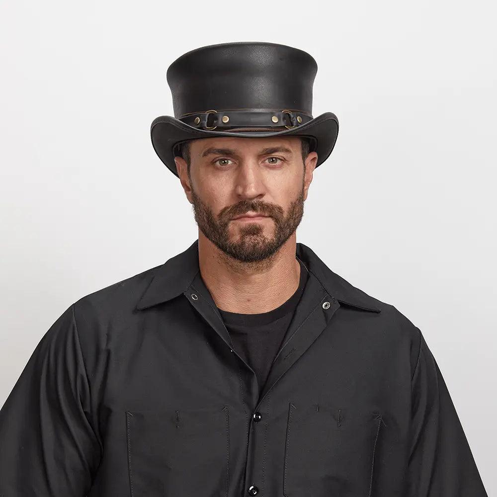 El Dorado | Mens Leather Top Hat with SR2 Hat Band