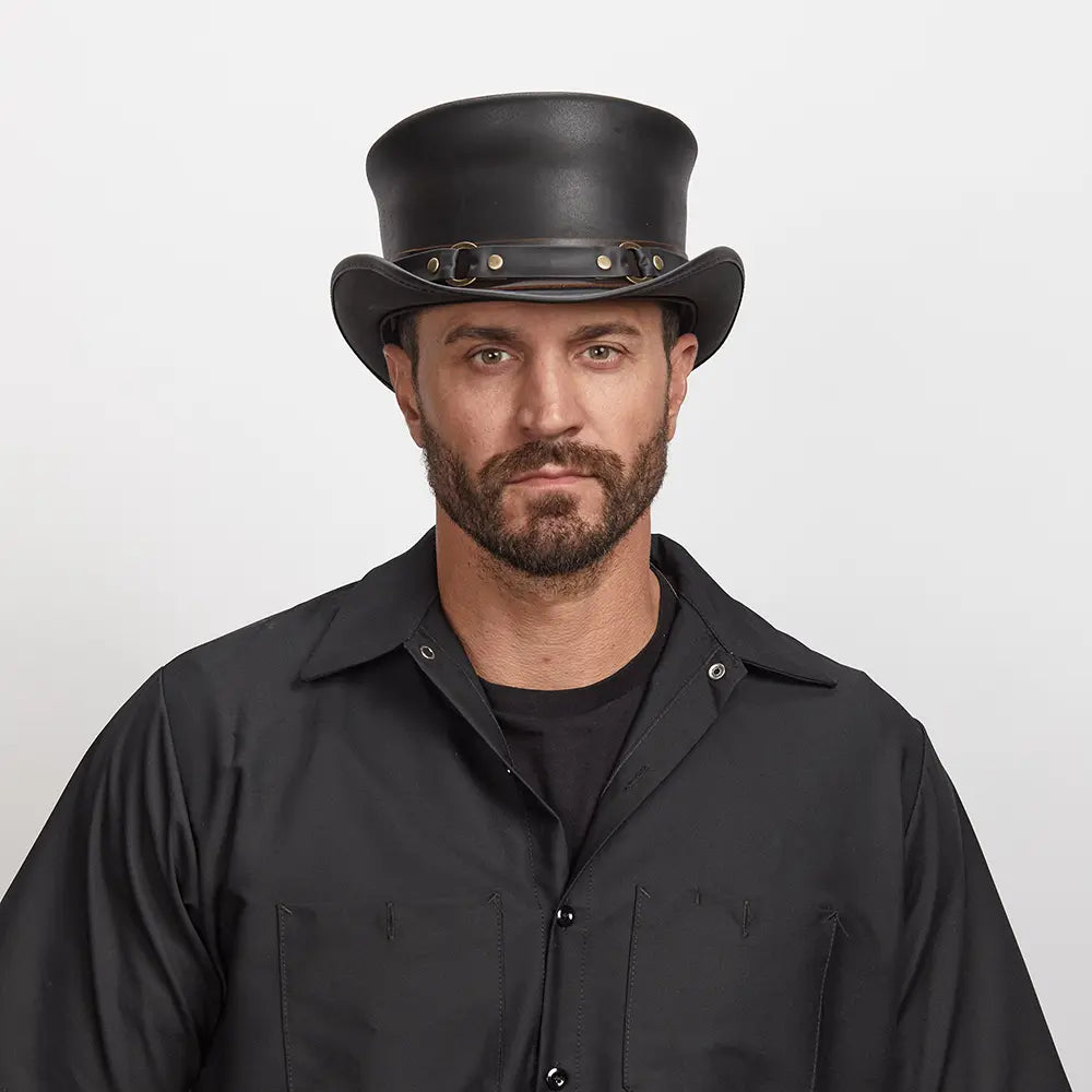 El Dorado SR2 | Mens Leather Top Hat with SR2 Hat Band