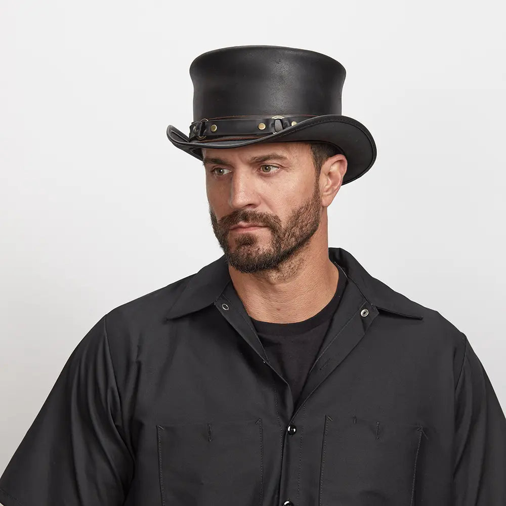 El Dorado | Mens Leather Top Hat with SR2 Hat Band