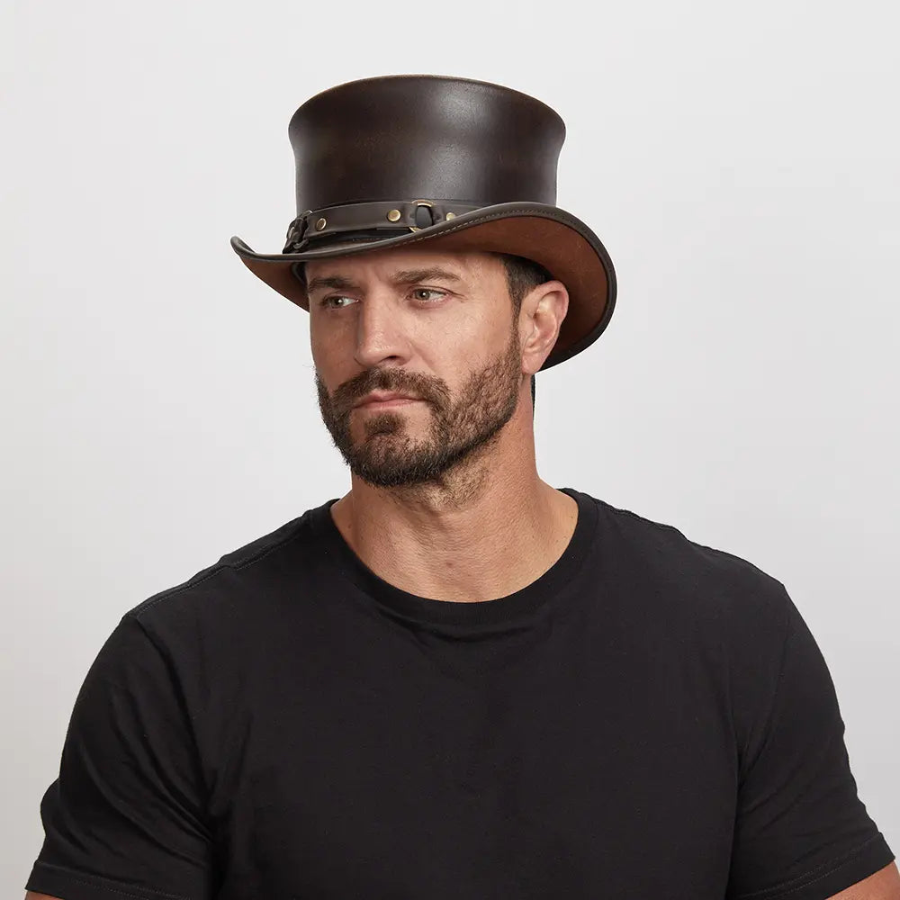 El Dorado | Mens Leather Top Hat with SR2 Hat Band