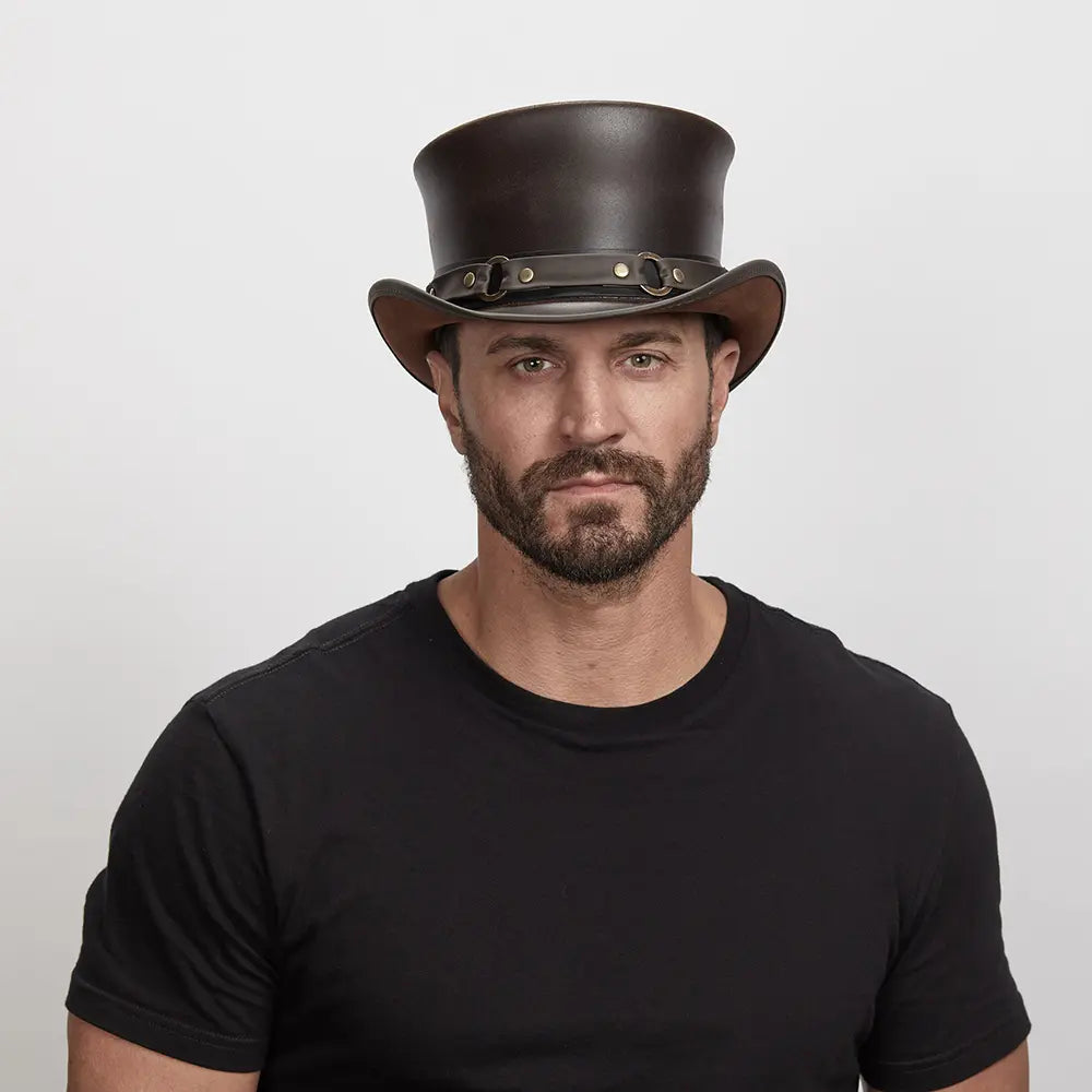 El Dorado | Mens Leather Top Hat with SR2 Hat Band