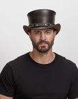 El Dorado SR2 | Mens Leather Top Hat with SR2 Hat Band